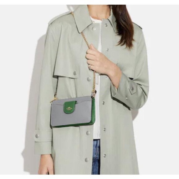 NWT Coach Poppy Crossbody + Card Case Colorblock- IM | Kelly Green Multi Color - Picture 3 of 9